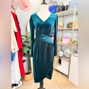 Velvet Long Sleeved Split Hem Dress